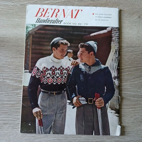 Bernat 0049 GREAT BIG BOOK SWEATERS 1956 Handicraft Men's Black & White Photos - Picture 2 of 11